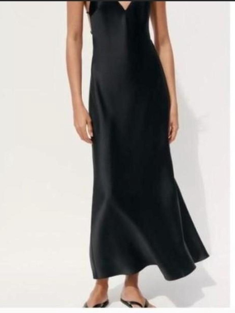 Zara Black Backless Slip Maxi Dress with Thin Straps - Picture 6 of 6